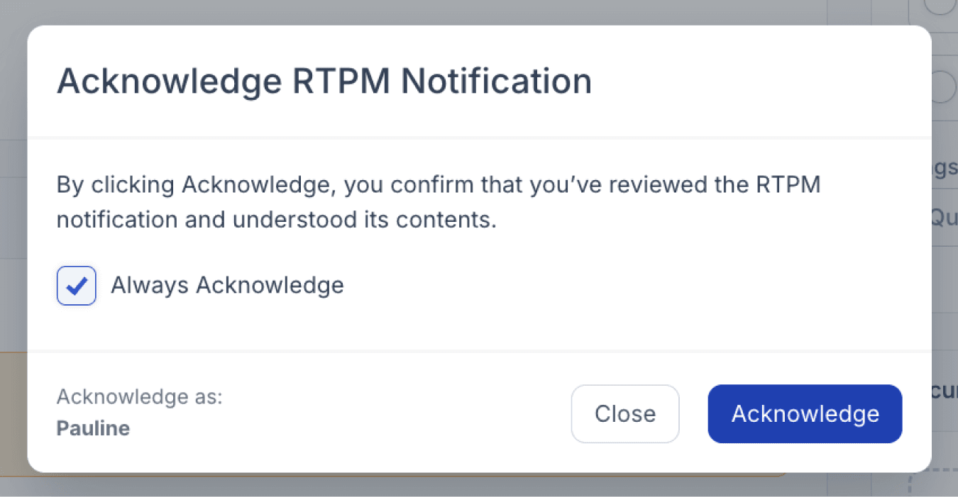 acknowledge modal